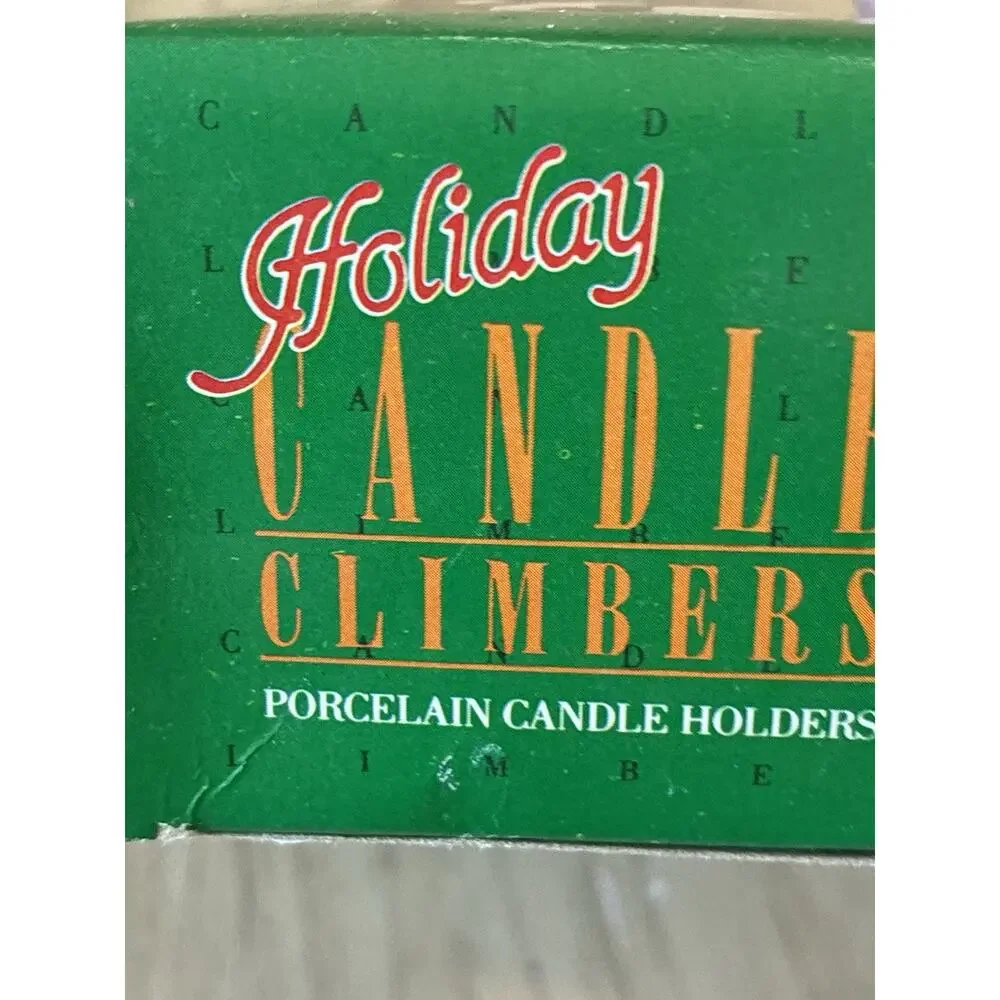 VTG Christmas Candle Climbers Bear & Cub Holiday Decor Retro Cottage Farmhouse